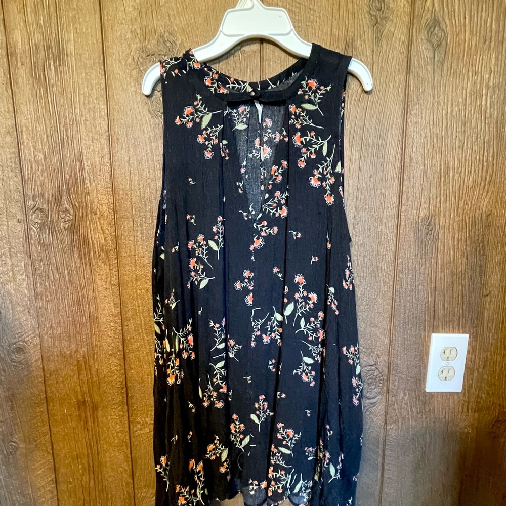 Free People Black Floral Sleeveless Top